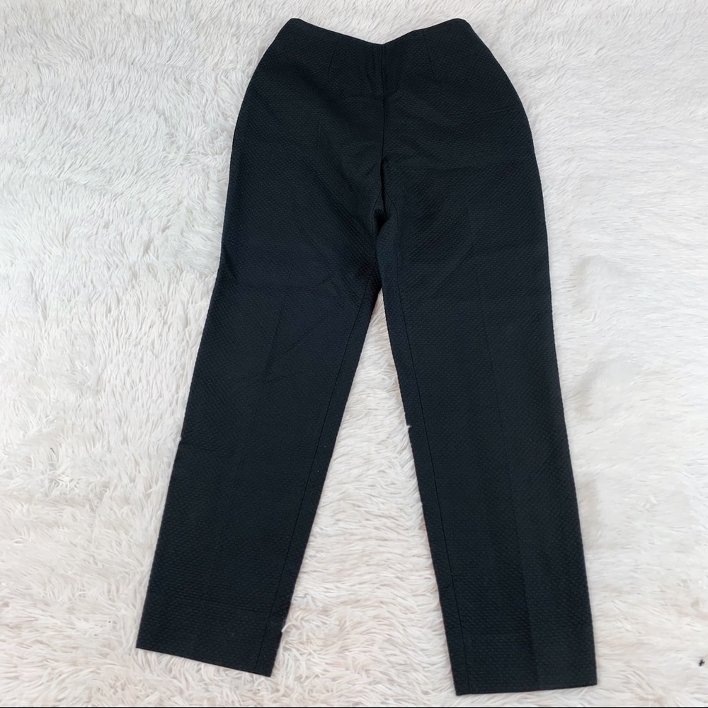 Bernard Zins Paris jacquard high rise straight leg pants in solid black